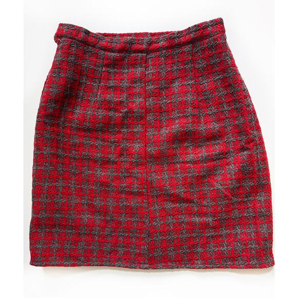 Vintage 90s American Rag Cie Remake Red Plaid Wool Mini‎ Skirt (M) Satin Lined - Picture 8 of 9